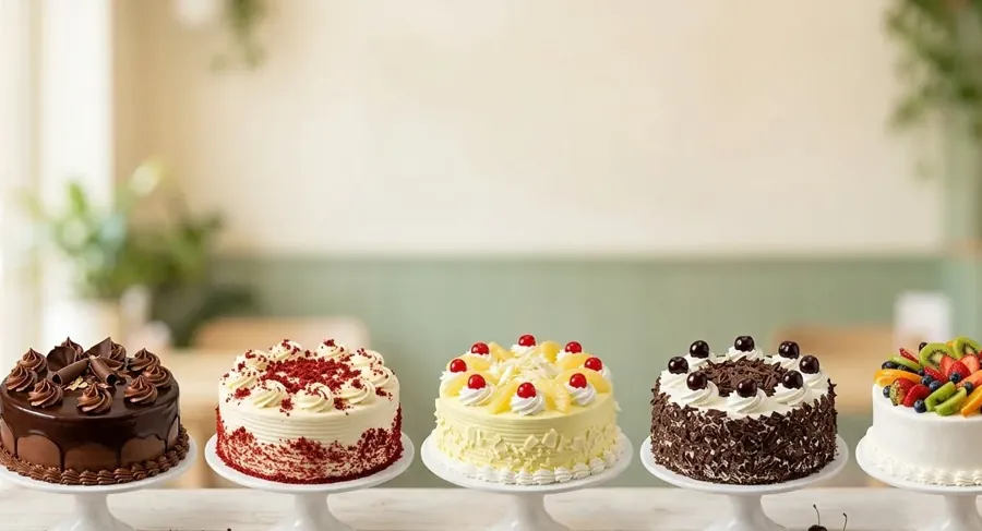 Celebration cakes on white stands